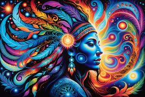  a shman communes with the spirit realm , psychedelic visionary art , ghosts,spirits,spirit guides, shaman visions, . Shamanic visions , ayahuasca visions . Spirit realm, metaphysical realm, esoteric,style