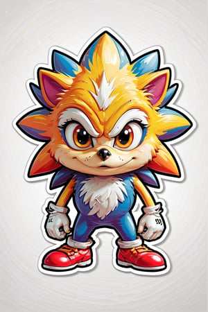 Logo business white clean background , the super  Sonic the Hedgehog head only cartoon , pro vector, high detail, t-shirt design, grafitti, vibrant, t-shirt less, best quality, wallpaper art, UHD, centered image, MSchiffer art, ((flat colors)), (cel-shading style) very bold neon colors, ((high saturation)) ink lines, clean white background environment
 