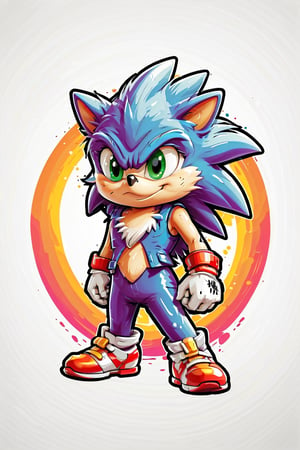 Logo business white clean background , Head only the super  Sonic the Hedgehog  cartoon , pro vector, high detail, t-shirt design, grafitti, vibrant, t-shirt less, best quality, wallpaper art, UHD, centered image, MSchiffer art, ((flat colors)), (cel-shading style) very bold neon colors, ((high saturation)) ink lines, clean white background environment
 