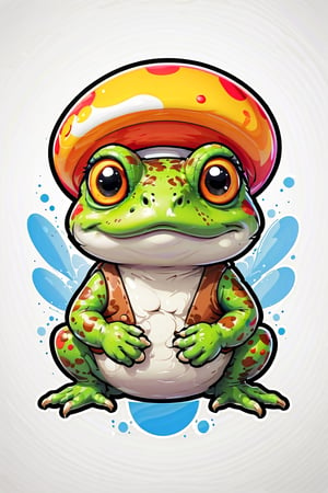 Logo business white clean background , Toad  cartoon from mario  , pro vector, high detail, t-shirt design, grafitti, vibrant, t-shirt less, best quality, wallpaper art, UHD, centered image, MSchiffer art, ((flat colors)), (cel-shading style) very bold neon colors, ((high saturation)) ink lines, clean white background environment
