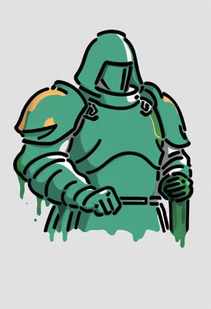 upper body focus, Started, Warhammer, green Knight armor,(((solo))),side view, primaris helmet, green ink,txznink