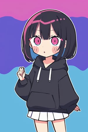 1girl,black hoodie,color background, bagua, mkup, txznmk,