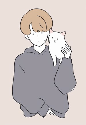 1boy, simple background, cat,,txznl1ne