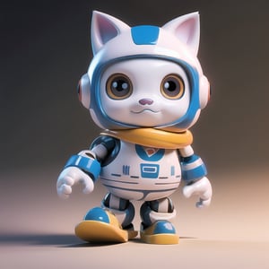 (((masterpiece))), (((best quality))), ((ultra-detailed)), 3D image octane Rendered of 1 robot, cat ears, (((white paint metallic body))), big rounded eyes, blue face, blur hands, blue shoe, Skateboarding, mascot rendering,Wonder of Art and Beauty,3dcharacter