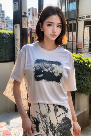 A beautifully drawn (((vintage t-shirt print))), featuring intricate ((retro-inspired typography)) encircling a (((sumi-e ink illustration))) depicting tiger, in a stance holding a iphone,gleaming in the sunlight,  ying yang sybol behind the head, integrating elements of Vietnamese calligraphy  with black back ground, ,Fashionista ,Timeless beauty,Young beauty spirit ,Enhance