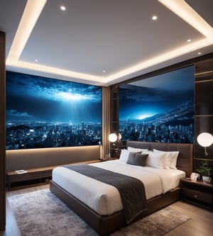 fantastic dynamic professional photograph, (highky detailed), magestic and big room), padded and distinguished, hyper realistic, TV, mirror, (best quality), ultra high resolution, (ultra sharp), (underground style), high illumination. fantasy art,outline, more detail XL,lovehotel,more detail XL,jyutaku,Modern bedroom, japan
