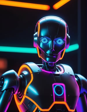 hyper-detailed and highly sharp photographic representation of a student funk robot, (Neons colorful), hopeful, beautiful, inspiring about lights, perfect contrast, (cinematic lighting), highly sharp, 8k HDR, masterpiece, cinematic moviemaker style