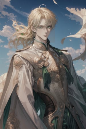 A 1.90 tall man with blonde green eyes who can control the wind