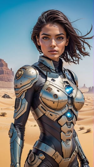 1girl((dune style)), full body Portrait of a female cyborg in a dramatic pose, background Desert 
 with a ((crashed spaceship)) emitting smoke, perfect detailed eyes, athletic body, intricate facial details, highly detailed, line ink illustration,highly detailed,  ink sketch,ink Draw,Comic Book-Style 2d,2d, pastel colors