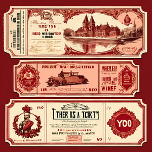 Visual Design, Ticket, aesthetic, there is a ticket with a red design on it, behance contest winner, neo - renaissance, in pif, pritzker architecture prize, retro 1 9 0 0, inspired by Carl Gustaf Pilo, holiday season, lean, phalanster, pick wu, yo, provenance, ham, v