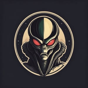  vintage  logo of the head of a xenomorph alien [logo],  [vintage logo], simple logo, clean logo,logo