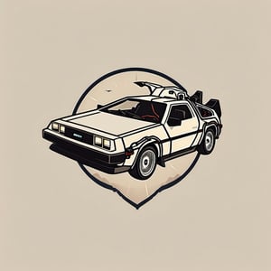  vintage  logo of movie back to the future, DeLorean flying car, [logo],  [vintage logo], simple logo, clean logo,logo