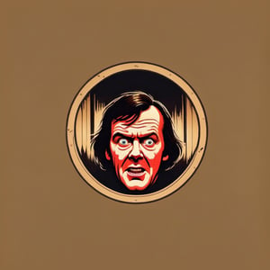  vintage  logo of movie The Shining, the head appears in a hole in the door, here's Johnny, [logo],  [vintage logo], simple logo, clean logo,logo