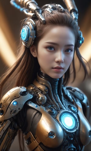 
(best quality, 8K, highres, masterpiece), hyper-detailed, (photo-realistic, lifelike) medium shot of a semi-cyborg female with biomechanical arms.blue glowing eyes,((One eye has a Dragon Ball scouter)),tying hair,The cinematic lighting accentuates the intricate details of her cybernetic limbs, creating a visually stunning image that blurs the line between human and machine. This high-resolution masterpiece captures the essence of technological fusion and human beauty.
