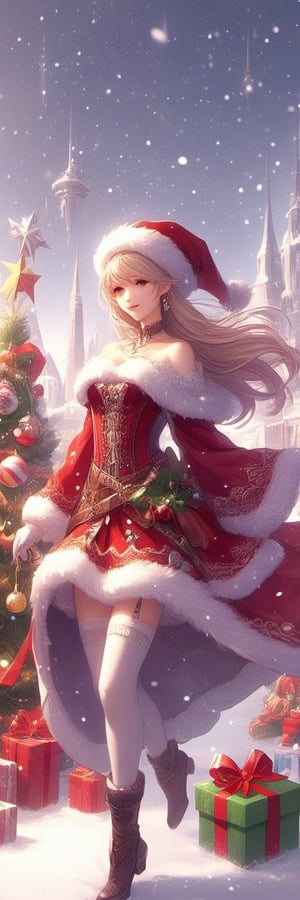 Christmas Fantasy World, 1girl, 16k, render, 