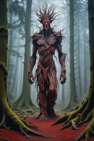 A walking tree ent in a mythic forest, fantasy,Christmas Fantasy World, Ent life, red wood
