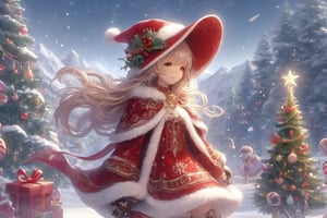 Christmas Fantasy World, 1girl, 16k, render, close_up