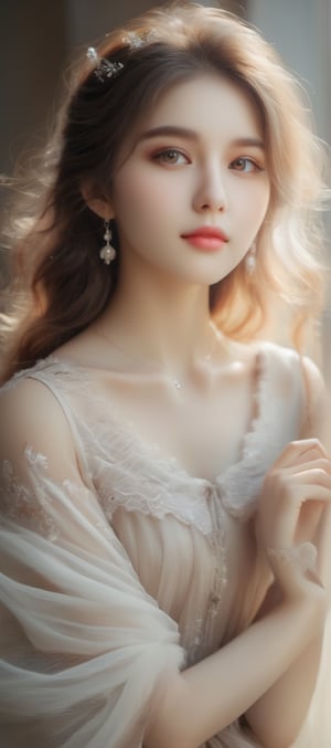 Beautiful soft light, (beautiful and delicate eyes), very detailed, pale skin, (long hair), dreamy, ((frontal shot)), (full body shot), brown eyes, soft expression, bright smile, art photography, fantasy, Shy, cute and soft image, masterpiece, ultra-high resolution, color, very delicate and soft lighting, details, Ultra HD, 8k, highest quality, (pose), girl 1, real, a wonder of art and beauty, soft stylish collar Korean point sleeveless Collared t-shirt, black skirt,