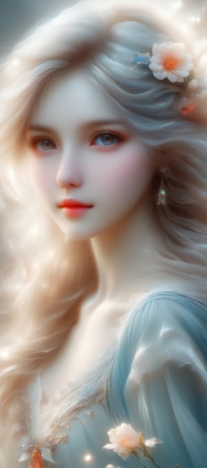 Beautiful soft light, (beautiful and delicate eyes), very detailed, pale skin, (long hair), dreamy, ((front shot)), (full body shot), brown eyes, soft expression, bright smile, art photography, fantasy , shyness, cute and soft image, masterpiece, ultra high resolution, colors, very delicate and soft lighting, details, Ultra HD, 8k, highest quality, (pose), girl1, real, wonders of art and beauty, soft stylish Kara Flower Point Long-sleeved collared T-shirt, light blue pleated skirt,DonMB4nsh33XL 