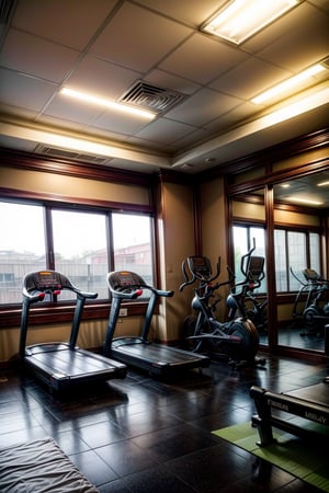 Only A spacious, whithout people,modern gym with high ceilings and large windows, filled with state-of-the-art workout equipment including treadmills, stationary bikes, weight racks, and various machines, with a clean, minimalist design and plenty of natural light.",AUI-anime