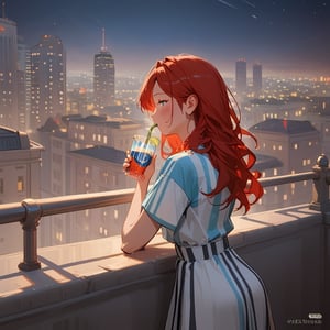 Score_9, Score_8_up, Score_7_up, Score_6_up, Score_5_up, Score_4_up,aa girl red hair, sexy girl, standing on the balcony of a building,city, night,modern city,looking at the front building, wearing a grey top, sexy pose,leaning on the railing,drinking a mate (drink of argentina),
ciel_phantomhive,jaeggernawt,Indoor,frames,high rise apartment,outdoor