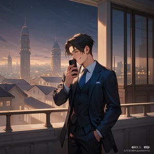 Score_9, Score_8_up, Score_7_up, Score_6_up, Score_5_up, Score_4_up,aa man black hair, sexy guy, wearing a suit, sexy guy, standing on the balcony of a building, looking at the front building,sexy pose,night,holding a cell phone in his hand and looking at the cell phone, smiling,
ciel_phantomhive,jaeggernawt,Indoor,frames,high rise apartment,outdoor, modern city,