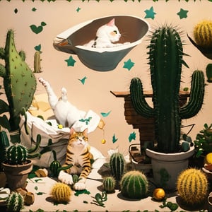 Scenery with a cat, cactus, and the little prince