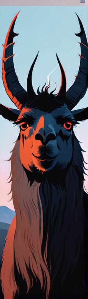 A demon llama, llama with horns