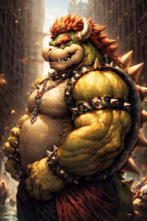 full_body, full-body_portrait, detailed background, high_resolution, high_res, detailed, male, realistic, Bowser, King Koopa, Super Mario Bros, nj5furry