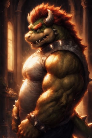 full_body, full-body_portrait, detailed background, high_resolution, high_res, detailed, male, realistic, Bowser, Super Mario Bros, nj5furry