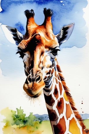 sexy giraffe on a sunny day, watercolor_(medium)