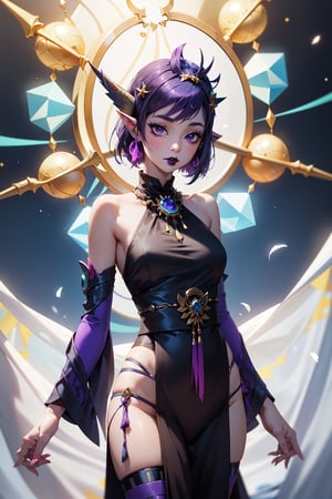 (masterpiece, best quality:1.4), (beautiful, perfect, delicate, detailed, intricate, aesthetic:1.2), cinematic shot, natural light, light particles, sunlight, atmospheric, vivid colors, (depth of field:1.4), ((((pretty exotic goth Neeko:1.3), adorned in an ensemble woven from the threads of forgotten dreams))), stands at the nexus of reality and illusion. (((Her attire, a tapestry of kaleidoscopic hues))), reflects the myriad facets of her ever-shifting identity. Each garment is a whisper from distant realms, a mosaic of memories plucked from the collective unconscious., (cowboy shot:1.4),