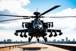 ((Ultra-realistic)) close-up photo of an Apache AH-64 Helicopter on a bridge,cluttered maximalism
BREAK
backdrop of river,bridge,sky,cloud,city view,(AH-64 focus:1.2)
BREAK
rule of thirds:1.3,studio photo,trending on artstation,perfect composition,(Hyper-detailed,masterpiece,best quality,32K,UHD,sharp focus,high contrast,cinematic ighting:1.4),H effect,photo_b00ster, real_booster,ani_booster