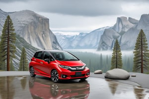 ((Ultra-realistic)) photo of a cute red honda N-Box,tall box-type small car,shiny and reflective body and wheels,front view
BREAK
backdrop of a scenic valley in Yosemite national park,mountain,rock,trees,lake,river,vivid colors,cloudy,rain,puddles,car focus
BREAK
rule of thirds,studio photo,trending on artstation,perfect composition,(Hyper-detailed,masterpiece,best quality,32K,UHD,sharp focus,high contrast),H effect,photo_b00ster, real_booster,ani_booster,(yva11ey1:1.2)