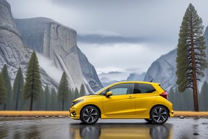 ((Ultra-realistic)) photo of a cute yellow honda N-Box,tall box-type small car,shiny and reflective body and wheels,front view
BREAK
backdrop of a scenic valley in Yosemite national park,mountain,rock,trees,lake,river,vivid colors,cloudy,rain,puddles,car focus
BREAK
rule of thirds,studio photo,trending on artstation,perfect composition,(Hyper-detailed,masterpiece,best quality,32K,UHD,sharp focus,high contrast),H effect,photo_b00ster, real_booster,ani_booster,(yva11ey1:1.2)