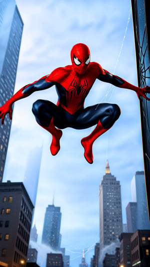 Hyper-Realistic photo of Spiderman web-swinging in the sky between buildings,solo,1boy,male focus,blurry, bodysuit,mask,night,rain,car,superhero,silk,spider web, spider web print,city backdrop,cluttered maximalism,spiderman focus
BREAK
(rule of thirds:1.3),perfect composition,studio photo,trending on artstation,(Masterpiece,Best quality,32k,UHD:1.4),(sharp focus,high contrast,HDR,hyper-detailed,intricate details,ultra-realistic,award-winning photo,ultra-clear,kodachrome 800:1.3),(dum lighting:1.3),photo_b00ster, real_booster,art_booster