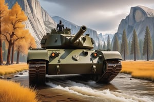 ((Ultra-realistic)) (close-up photo of K-2 Black Panther tank:1.3) in Yosemite national park at sunset,green and brown camouflage,front view
BREAK
backdrop of a scenic valley in Yosemite national park,yva11ey1,mountain,rock,trees,forest,lake,river,autumn colors,cloudy,rain,puddles,(tank focus:1.4),(
BREAK
rule of thirds:1.3,studio photo,trending on artstation,perfect composition,(Hyper-detailed,masterpiece,best quality,32K,UHD,sharp focus,high contrast:1.4),H effect,photo_b00ster, real_booster,ani_booster,(yva11ey1:1.2)