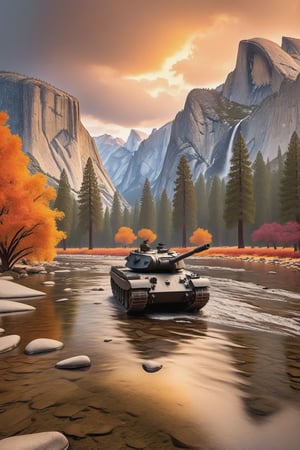 ((Ultra-realistic)) (close-up photo of K-2 Black Panther tank:1.3) in Yosemite national park at sunset,camouflage,front view
BREAK
backdrop of a scenic valley in Yosemite national park,yva11ey1,mountain,rock,trees,forest,lake,river,autumn colors,cloudy,rain,puddles,lightning in the sky,(tank focus:1.4),(
BREAK
rule of thirds:1.3,studio photo,trending on artstation,perfect composition,(Hyper-detailed,masterpiece,best quality,32K,UHD,sharp focus,high contrast:1.4),H effect,photo_b00ster, real_booster,ani_booster,(yva11ey1:1.2)
