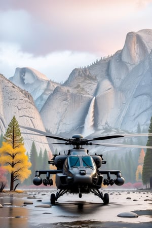 ((Ultra-realistic)) (close-up photo of Apache AH-64 helicopter:1.3) in Yosemite national park at sunset,front view
BREAK
backdrop of a scenic valley in Yosemite national park,yva11ey1,mountain,rock,trees,forest,lake,river,autumn colors,cloudy,rain,puddles,lightning in the sky,(AH-64 focus:1.2)
BREAK
rule of thirds:1.3,studio photo,trending on artstation,perfect composition,depth of perspective,(Hyper-detailed,masterpiece,best quality,32K,UHD,sharp focus,high contrast:1.4),H effect,photo_b00ster, real_booster,ani_booster,(yva11ey1:1.2)