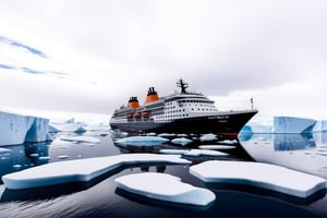 ((Ultra-realistic)) close-up photo of a big beautiful cruise boat in the antarctic,cluttered maximalism
BREAK
backdrop of the antarctic,plateau of ice land,ice rocks,ocean,sky,cloud,people on the land,boat focus:1.3
BREAK
rule of thirds:1.3,studio photo,trending on artstation,perfect composition,(Hyper-detailed,masterpiece,best quality,32K,UHD,sharp focus,high contrast,national geography,cinematic ighting:1.4),H effect,photo_b00ster, real_booster,ani_booster,art_booster