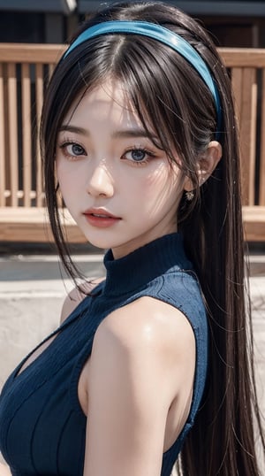 1 YeoA Korea No-Yeo Adult_Video_Actress Mature_Women's Blue_Skin Round_Face Phony Tail Black_Hairband_Bust Strap_Between Others_