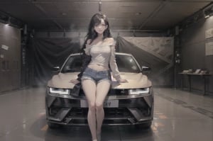 slick body, dynamic_angle, stealthy, stealth,gold, silver, neon, futuristic, ,5N ,realistic,character,girl,(best quality,Big breast,Joohee,
Ionic 5 N, 5N, car, sports car, UHD, 8K, UNREAL ENGINE, HDR, PHOTOREALISTIC, REALISTIC, passing scenery,5N, aerodynamic parts, customized, ((satin_matt_black)), ((purple_headlights)), (dark_purple_lights)), decorative LED Lights, dynamic lighting, dynamic_background,5N, fast driving in the winding road, blurred background, slick body, 

,Joohee, 21 years old, beautiful girl driving a car, korean beauty sitting on the car, 1girl, female_solo, dynamic angle, , photography, photoshooting, detailed_background,  detailed_face, delicate_face

(Korean women), middle-aged women are tall and have enviable breasts. She has long, wavy brown hair, and her hair looks shiny and healthy,1girl,{{{{{full-body}}}}} ,(Full body),(Single photo),(Front view),1 girl, In the photo taken with a high-definition camera, she appears in a long shot. Her skin maintains a smooth and even skin tone with a white skin tone, ((Looking at viewer)), Casual, ((Cream long-sleeved compression offshoulder tee, jean shorts: 1.3)), Standing with legs apart. She is depicted in various poses while wearing luxurious jewellery. Her eyes are bright and vibrant, and her smiling face shows happiness and confidence. The appearance of the middle-aged woman depicted in this way is realistic and detailed, with beauty and elegance emphasized.