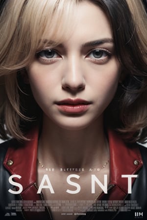 modern edgy raw illustration style, close-up of a gorgeous girl beautiful eyes nose lips making shhhh hush with finger to lips in the form of sandstorm movie poster, one large prominent dominating strong bold letter "H" letter doubled superimposed with rose cyberpunk background, sub bold title "SILENT" below on the bottom, sks woman