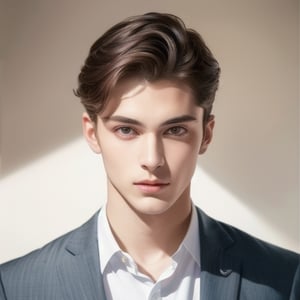 ((Top Quality, 8k, Masterpiece: 1.3))(( Photoreality (1.4)), Raw Photo,ultra realistic,without pixels))(21 years old)handsome and pretty mixed face,smooth forehead, wearing long business suit. Symmetric and alert eyes,Symmetric nose,hunter eyes,Full,high cheek bones,Perky cheeks,Well defined Jawline,Refined Chin,Full lips,Tight Neck.(male)male.(full body)muscular,athletic
