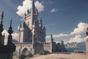 Castle sitting on a cloud in the sky,ff14bg