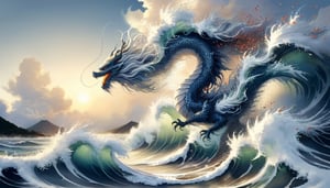 Dissolving dragon by Maggi Hambling and Kohei Nawa, kanagawa wave, chaos, digital painting masterpiece