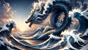 Dissolving dragon by Maggi Hambling and Kohei Nawa, kanagawa wave, chaos, digital painting masterpiece