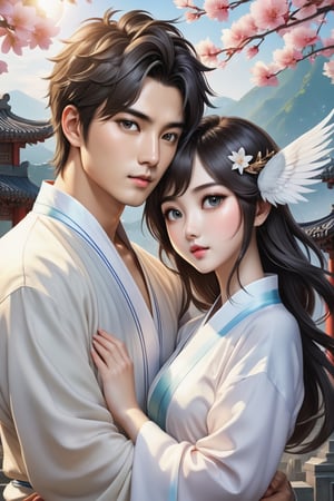 (masterpiece:1.5), (best quality:1.5), (ultra-detailed:1.5), (32K resolution:1.5), (close-up:1.2), 32K Magical Fantasy Romantic Korean Manga Art style of a young adorable romantic Taiwanese heter-couple close-up, full body, big-eyes, detailed face and fingers, Taiwanese handsome short-hair young man and his Taiwanese pretty girlfriend present Yin-Yang (Tai-Chi) Diagram in graveyard for Ching Ming Festival,DonMW15pXL,DonM5cy7h3XL,DonMD34thM4g1cXL,DonMSn0wM4g1cXL,DonMD4rkT00nXL ,DonM3v1lM4dn355XL ,shards