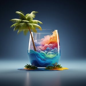  a glass of liquid with a palm tree on it, 3d render digital art, 3 d render stylized, stylized 3d render, rolands zilvinskis 3d render art, stylized as a 3d render, in the art style of filip hodas, 3 d rendered in octane, 3d rendered in octane, digital art render with background a close up of a colorful cloud of paint on a black background, an explosion of colors, colourful explosion, colorful explosion, explosion of color, explosion of colors, color ink explosion, color explosion, colorful octane render, explosive colors, surreal colors, cinema 4d colorful render, dark color. explosions, splashes of colors, dramatic colors, colorful picture, colorsmoke, no humans, colorful, paint splatter, gradient, gradient background, grey background, black background, blue flower, still life, flower, paint, abstract, shadow, simple background,echmrdrgn
