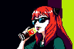 Unicorn with sunglasses drinking coke, COCA-COLA, drink, drinking coke, realistic, photorealistic, cinematic, Magical Fantasy style, Magical Fantasy style, neon photography style,3DMM,perfect,hand,Pixel art,Pixel world,anya